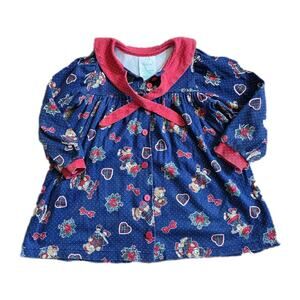 Vintage Healthtex Teddy Bear Heart Dress Size 4 Long Sleeve Christmas Holiday